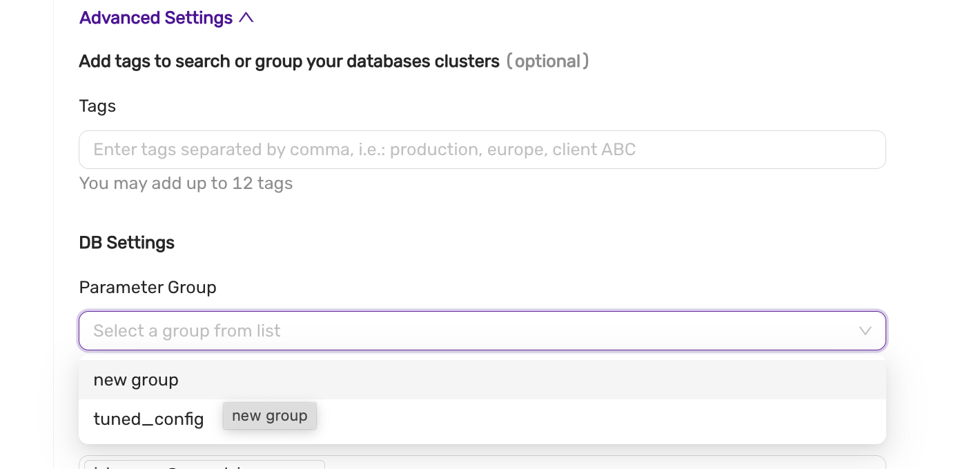 Assign a parameter group to the datastore